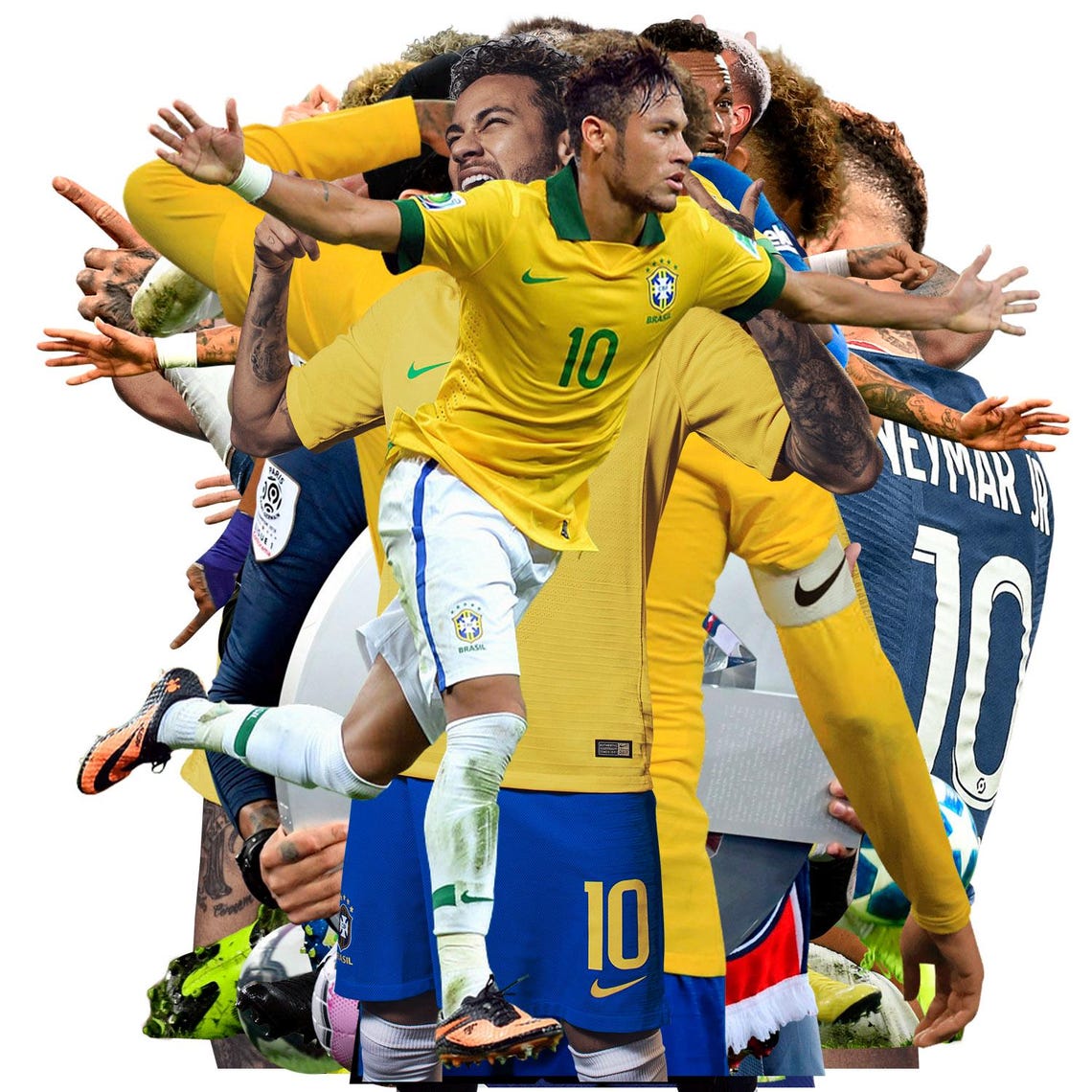 Neymar Jr PNG Collection – Digital stickers, silhouettes, and high-quality football. Includes no-background PNGs, transparent. - Image 3