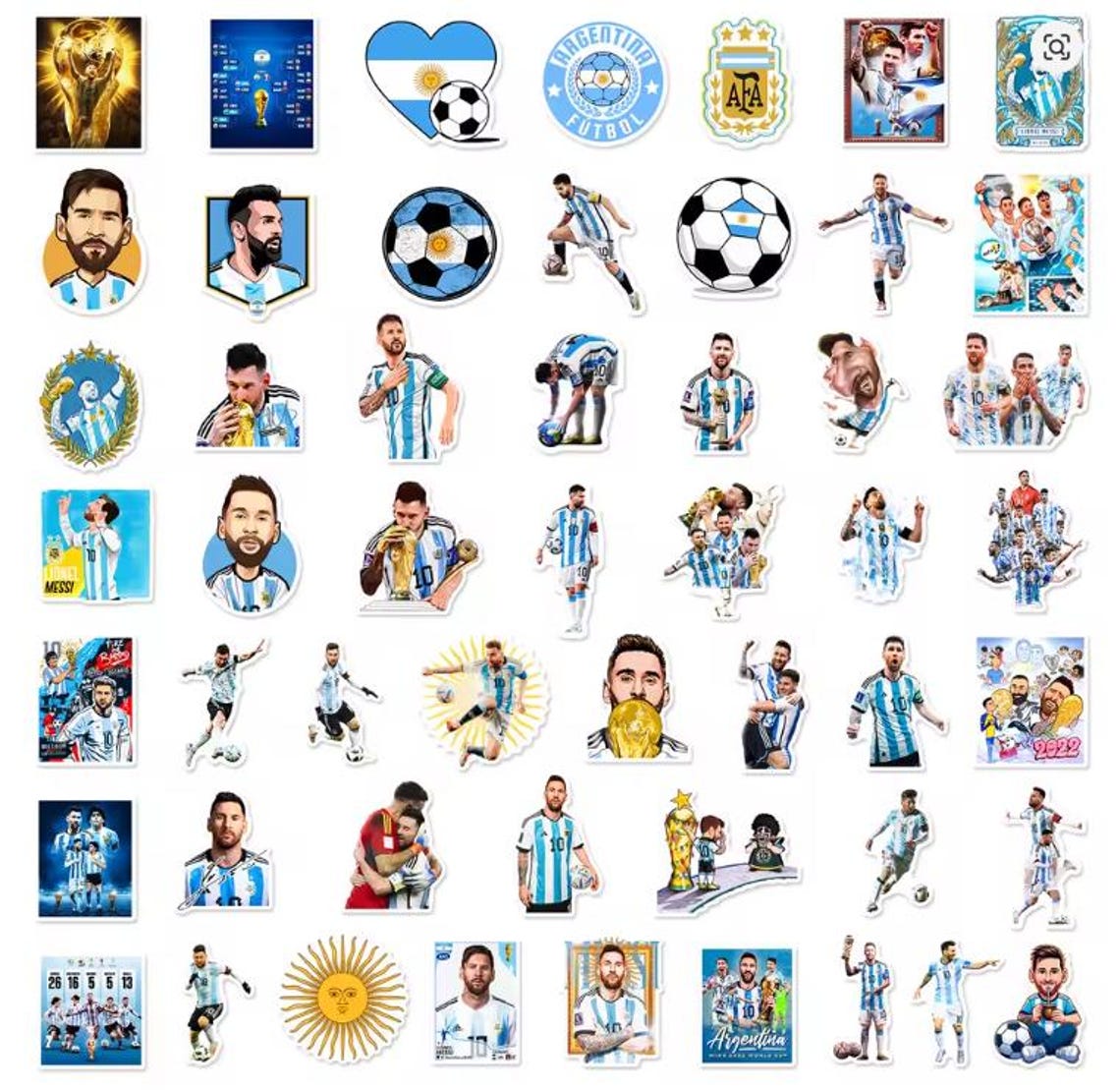 Messi Graffiti Stickers – 10/30/50/100PCS Soccer Decals for Laptop, Luggage, Skateboard, Car, Phone – Football Fan Gift Pack - Image 7