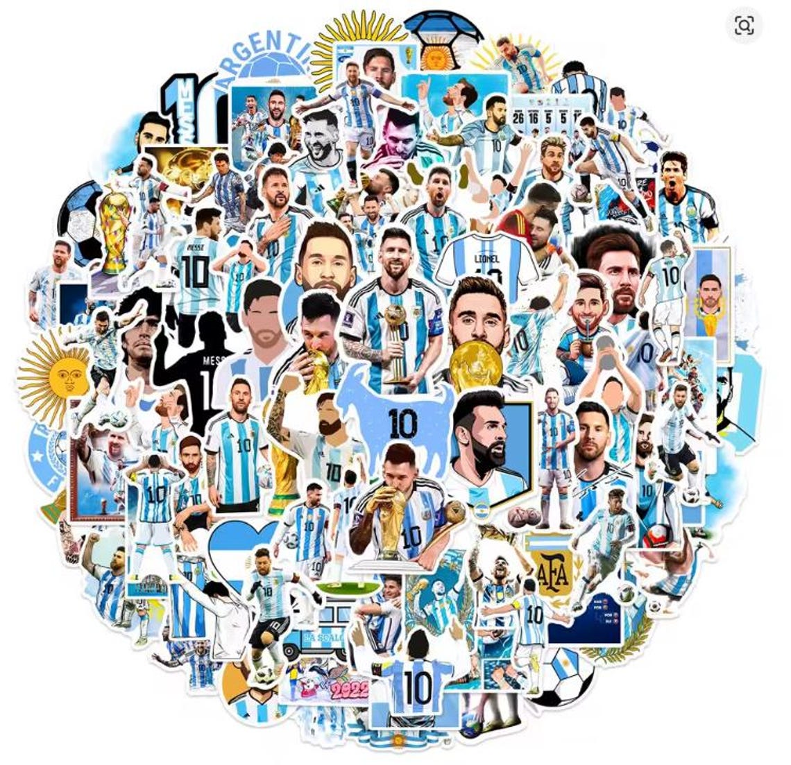 Messi Graffiti Stickers – 10/30/50/100PCS Soccer Decals for Laptop, Luggage, Skateboard, Car, Phone – Football Fan Gift Pack - Image 3