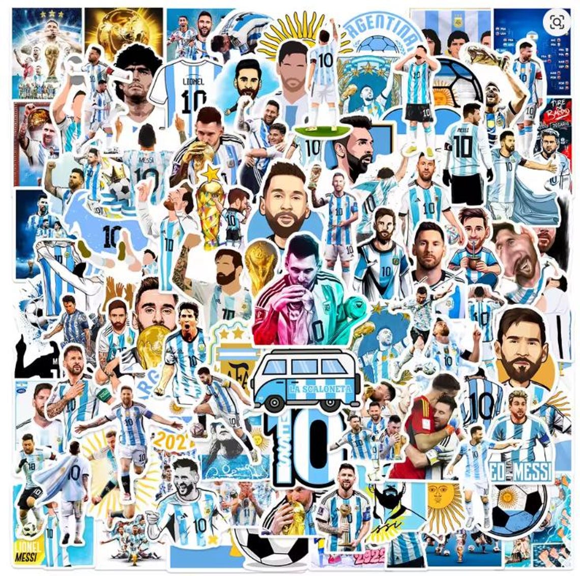 Messi Graffiti Stickers – 10/30/50/100PCS Soccer Decals for Laptop, Luggage, Skateboard, Car, Phone – Football Fan Gift Pack - Image 6