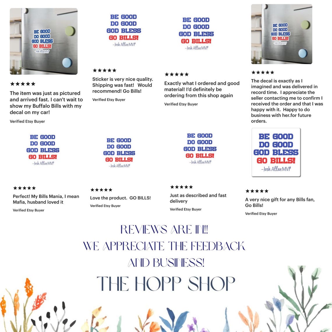 Be Good Do Good God Bless Go Bills, Josh Allen MVP, Vinyl Sticker for car; waterbottle; kindke or anywhere, individual stickers not one - Image 10