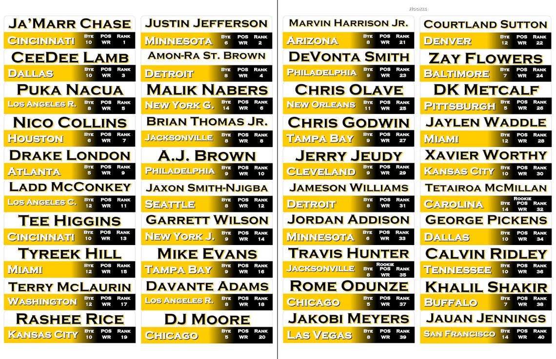 2025 Digital File for Fantasy Football Draft Labels 1x3 - Image 5