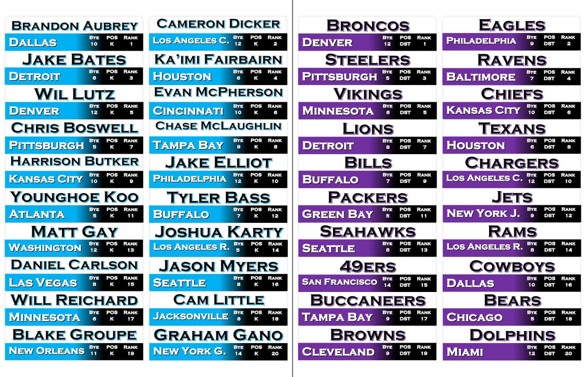 2025 Digital File for Fantasy Football Draft Labels 1x3 - Image 7