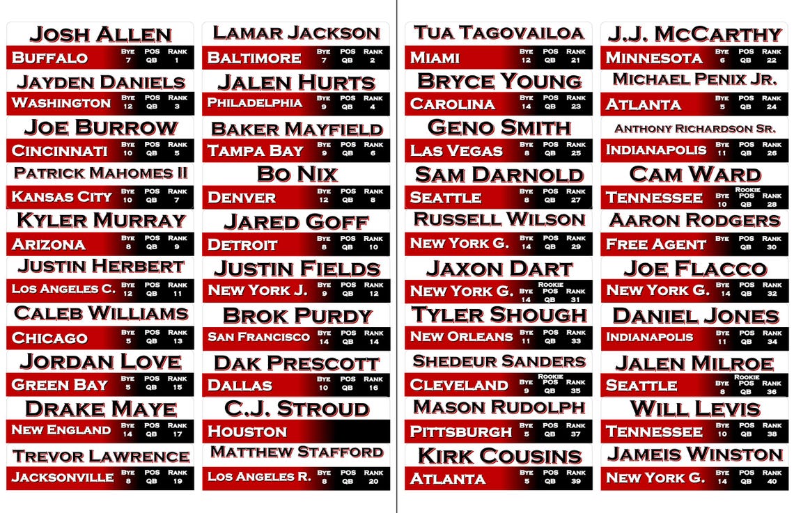 2025 Digital File for Fantasy Football Draft Labels 1x3 - Image 3
