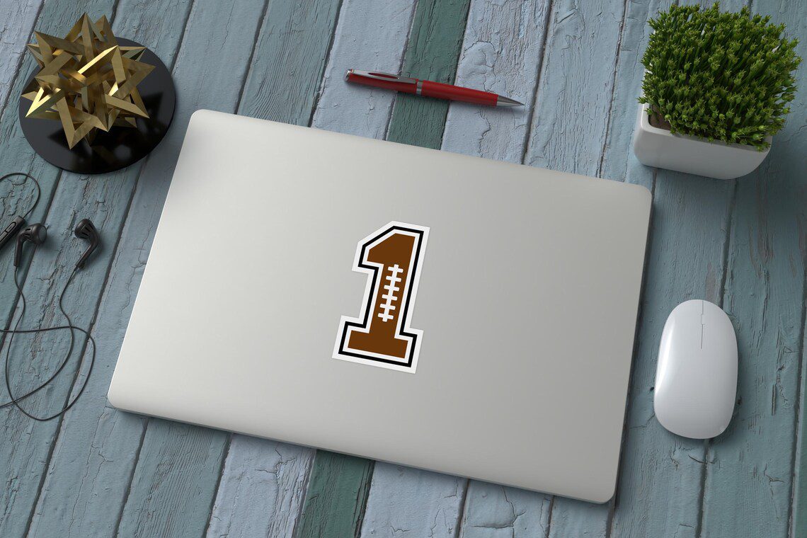 Football Number One Sticker, First Birthday Decor, American Football Sticker, Rugby Vinyl, Kiss-Cut, Sticker For Tumbler And Laptop. - Image 7