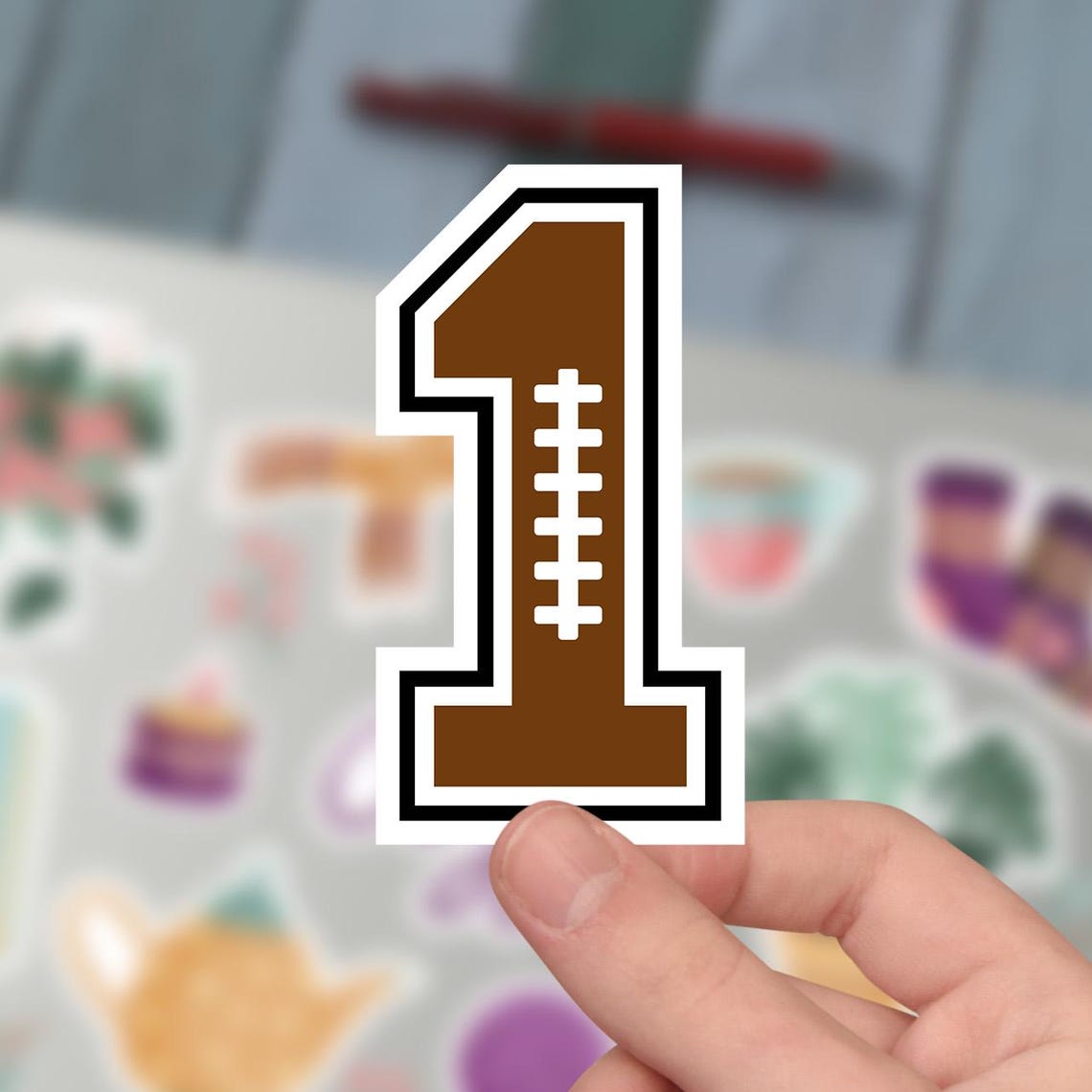 Football Number One Sticker, First Birthday Decor, American Football Sticker, Rugby Vinyl, Kiss-Cut, Sticker For Tumbler And Laptop. - Image 2