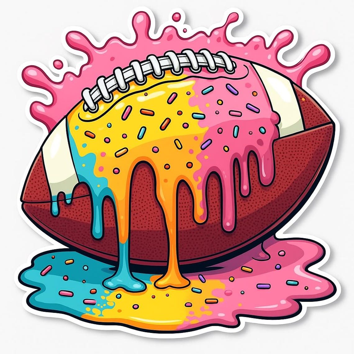 Drippy Rainbow Football SVG PNG | Cute Sports Sublimation Design | Sprinkle Football Sticker Clipart for Cricut & Sublimation - Image 2