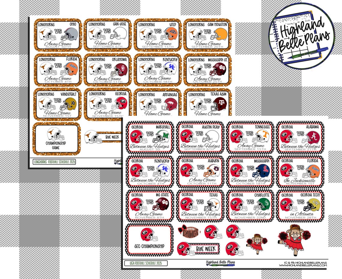 Southeastern Conference College Football Schedule Planner Stickers! 2025 Season *Limited Number Available! - Image 3
