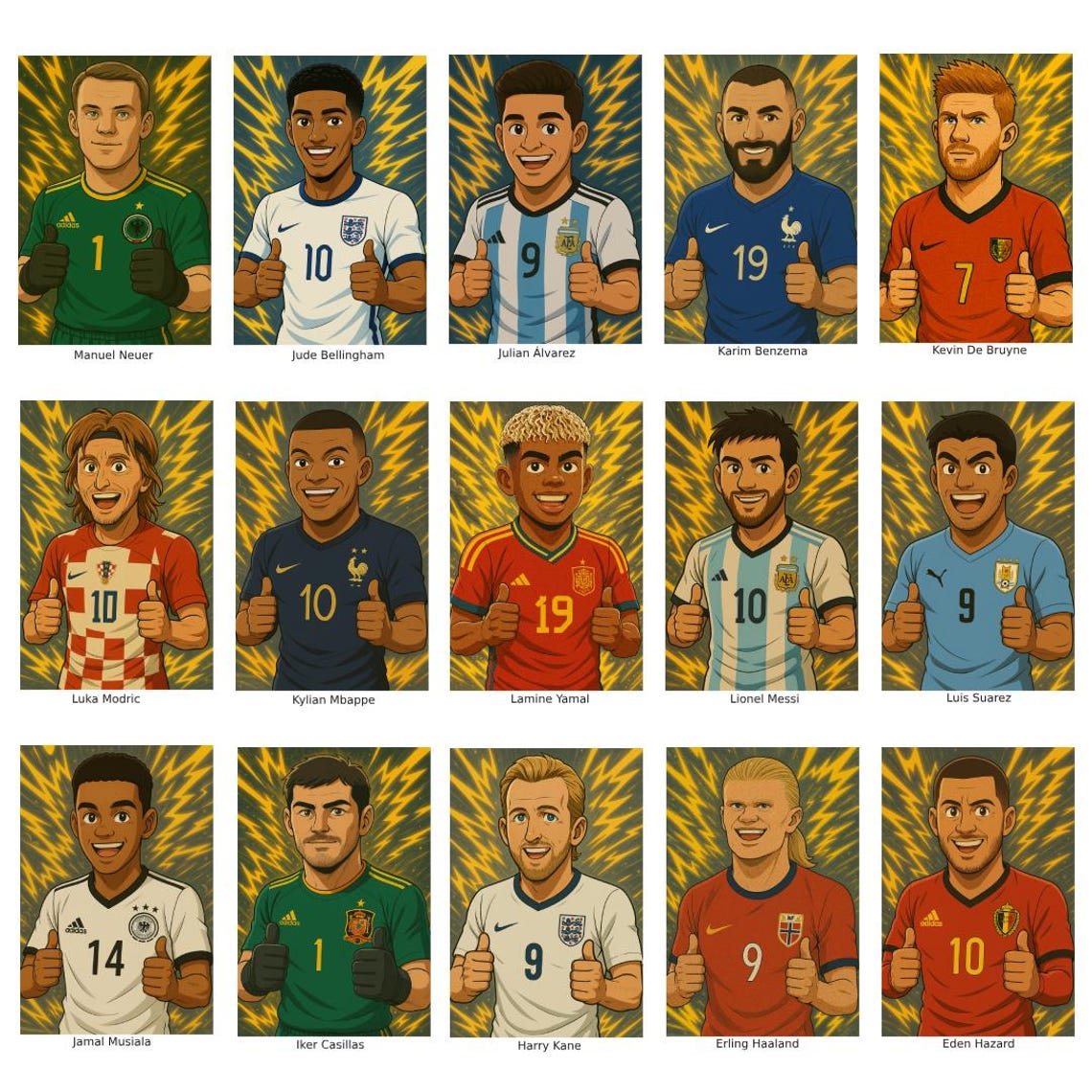 Ronaldo, Messi, Neymar, Mbappé, Kane, Lamine & More – 40 Design Bundle of the World’s Best Footballers for Stickers, Posters, Mugs and More - Image 3