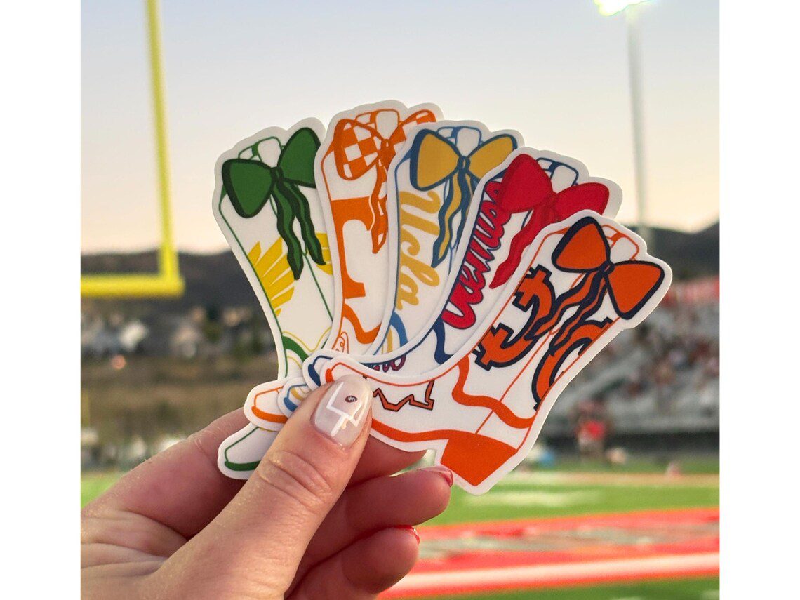 College Cowboy Boot Sticker/Cowboy Boot with Bow Sticker/Football Sticker/College Sticker/Sticker/Back to School - Image 2