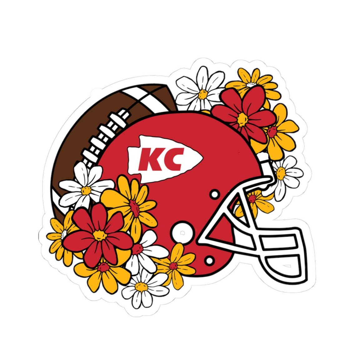 Kansas City Football Kiss-Cut Sticker - KC Floral Football Fan Decal, KC Pride Flower Decal, Team Spirit Sticker, KC Football Lover Gift - Image 7