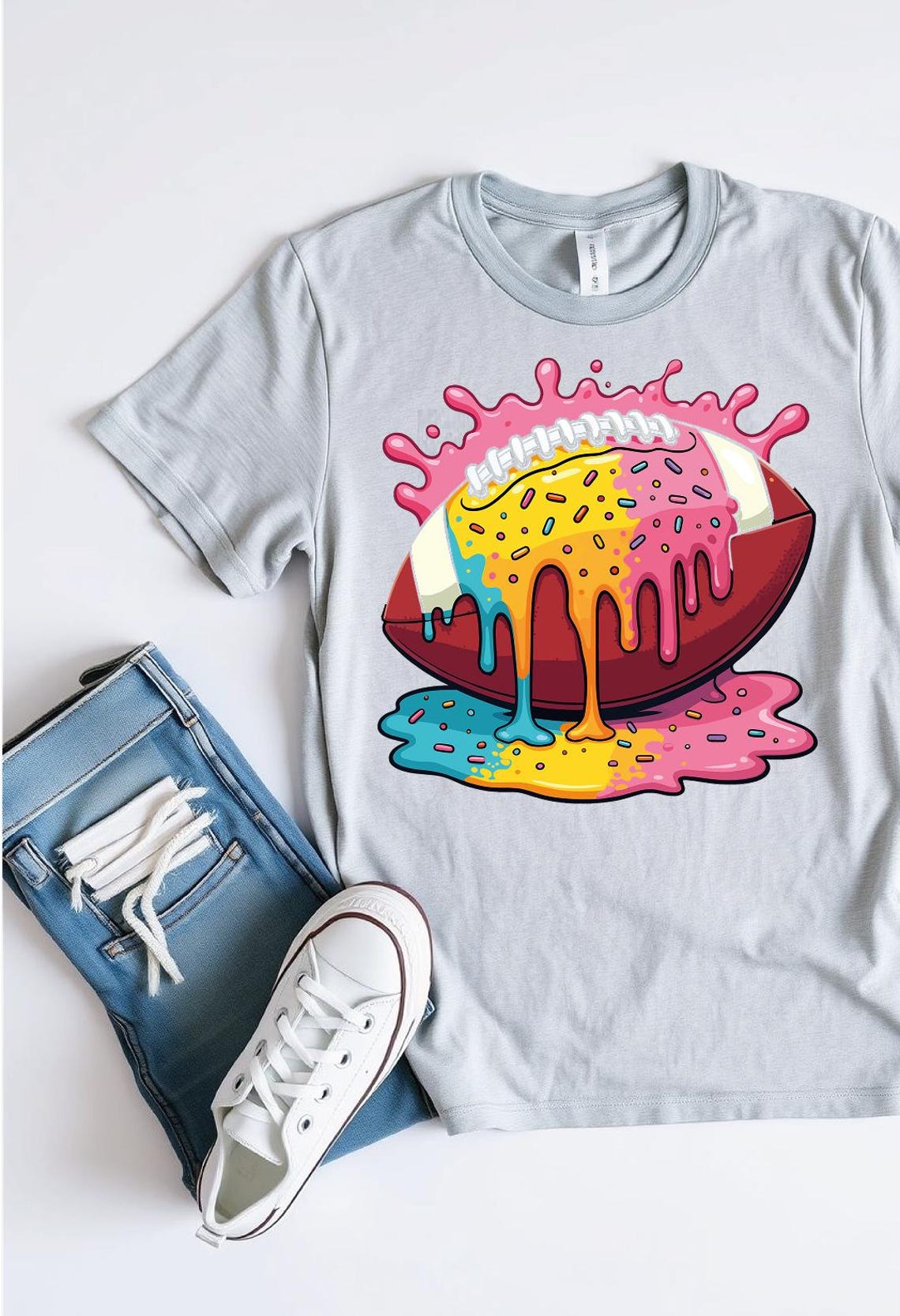 Drippy Rainbow Football SVG PNG | Cute Sports Sublimation Design | Sprinkle Football Sticker Clipart for Cricut & Sublimation - Image 8