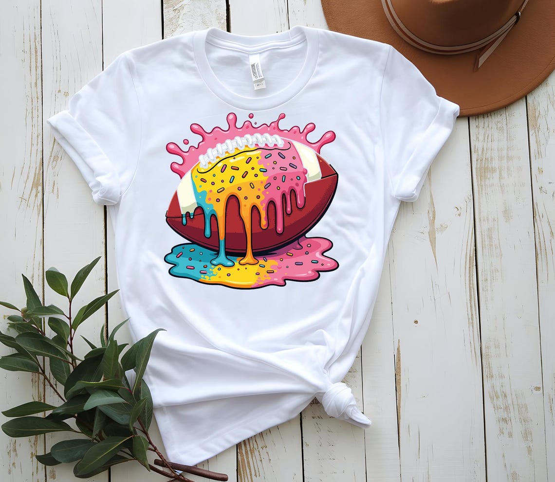 Drippy Rainbow Football SVG PNG | Cute Sports Sublimation Design | Sprinkle Football Sticker Clipart for Cricut & Sublimation - Image 4