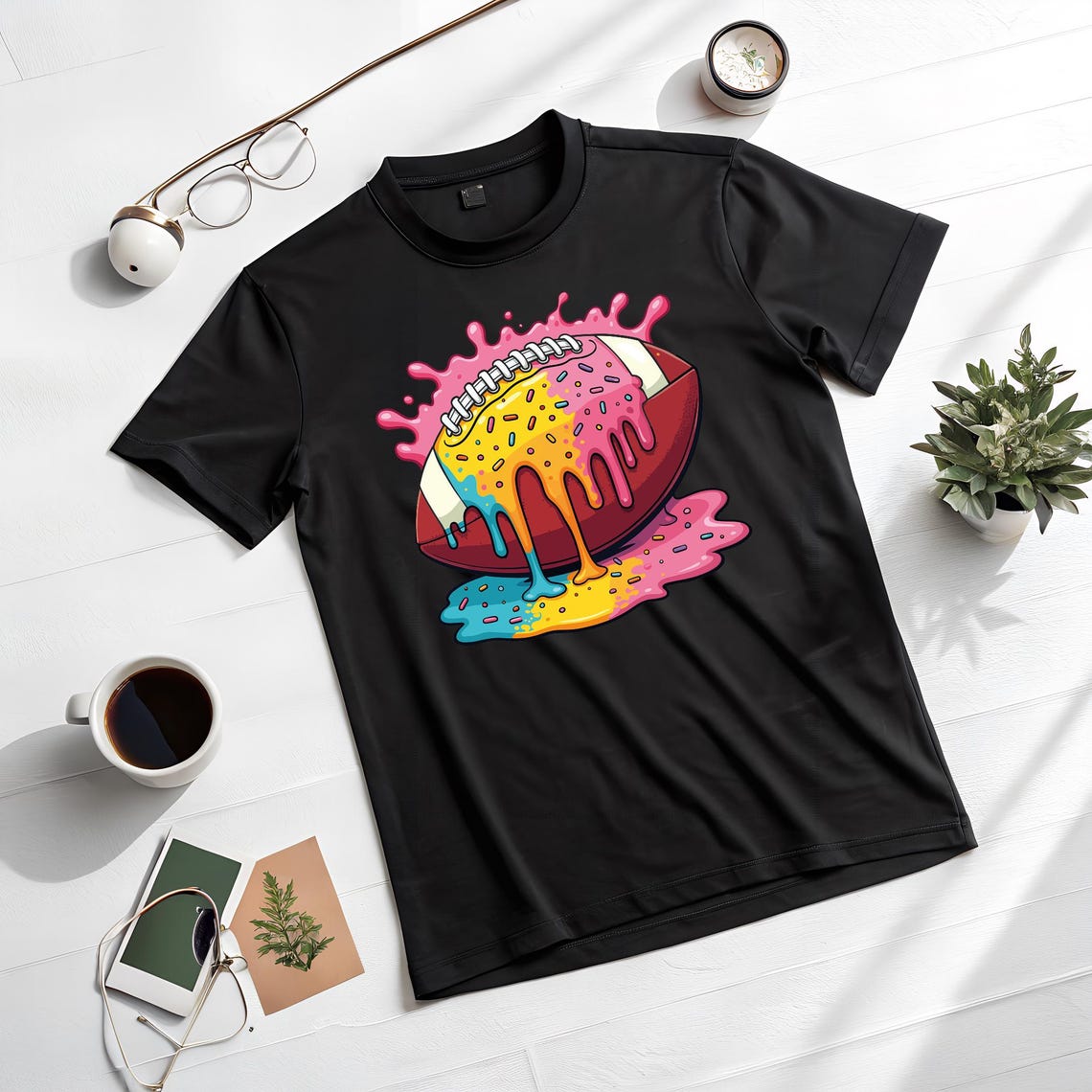 Drippy Rainbow Football SVG PNG | Cute Sports Sublimation Design | Sprinkle Football Sticker Clipart for Cricut & Sublimation - Image 9