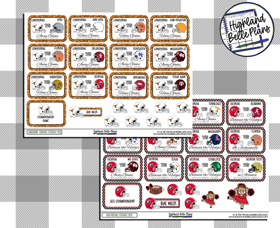 Southeastern Conference College Football Schedule Planner Stickers! 2025 Season *Limited Number Available! - Image 4