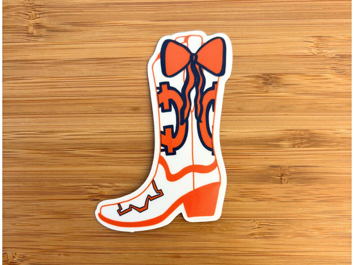 College Cowboy Boot Sticker/Cowboy Boot with Bow Sticker/Football Sticker/College Sticker/Sticker/Back to School - Image 3
