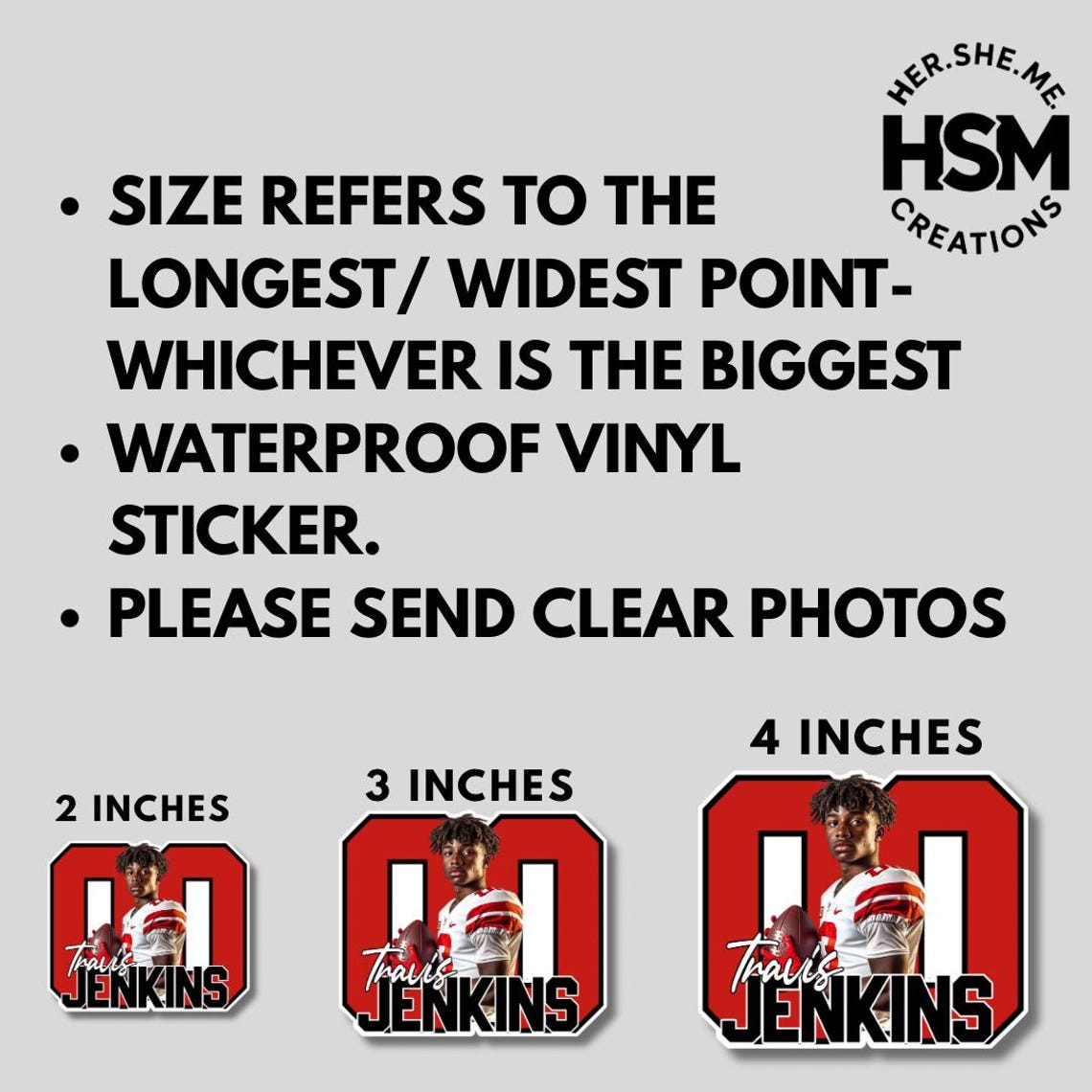 Custom Football Player Sticker | Personalized Sports Vinyl Decal | Waterproof Die-Cut Name & Number Sticker | Digital - Image 3