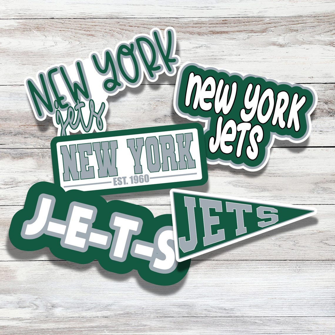 New York Jets Stickers• Football Stickers • Sports • Water Resistant Stickers • Sticker Pack • Vinyl Sticker • Gifts for Him - Image 2
