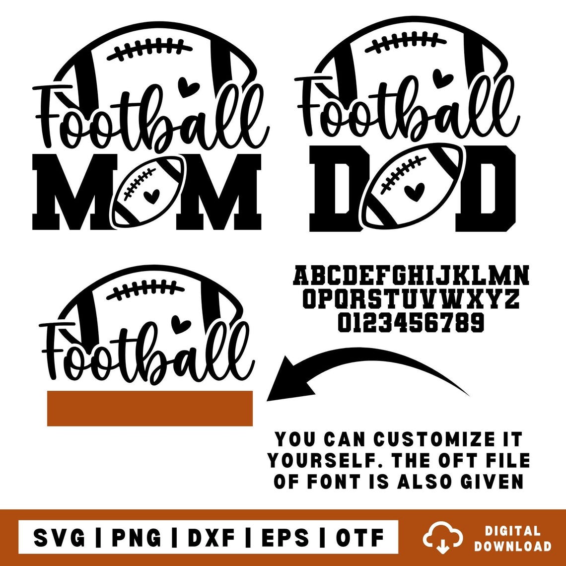 Football Family svg Bundle, Football svg, Football Mom svg, Football Dad svg,Football Mom svg, Football Nana svg,Football Shirts svg,Cricut - Image 3