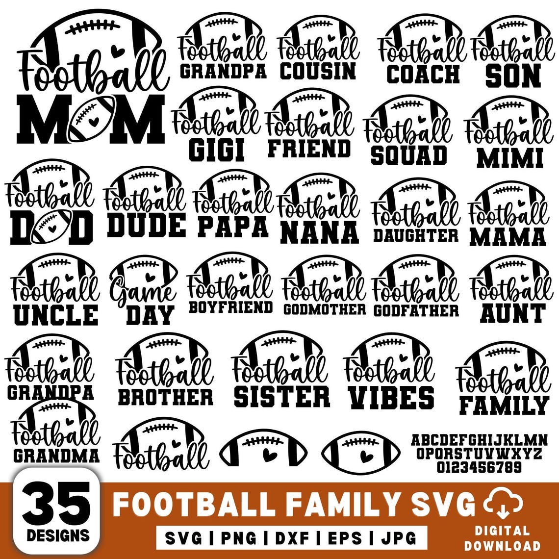 Football Family svg Bundle, Football svg, Football Mom svg, Football Dad svg,Football Mom svg, Football Nana svg,Football Shirts svg,Cricut - Image 2
