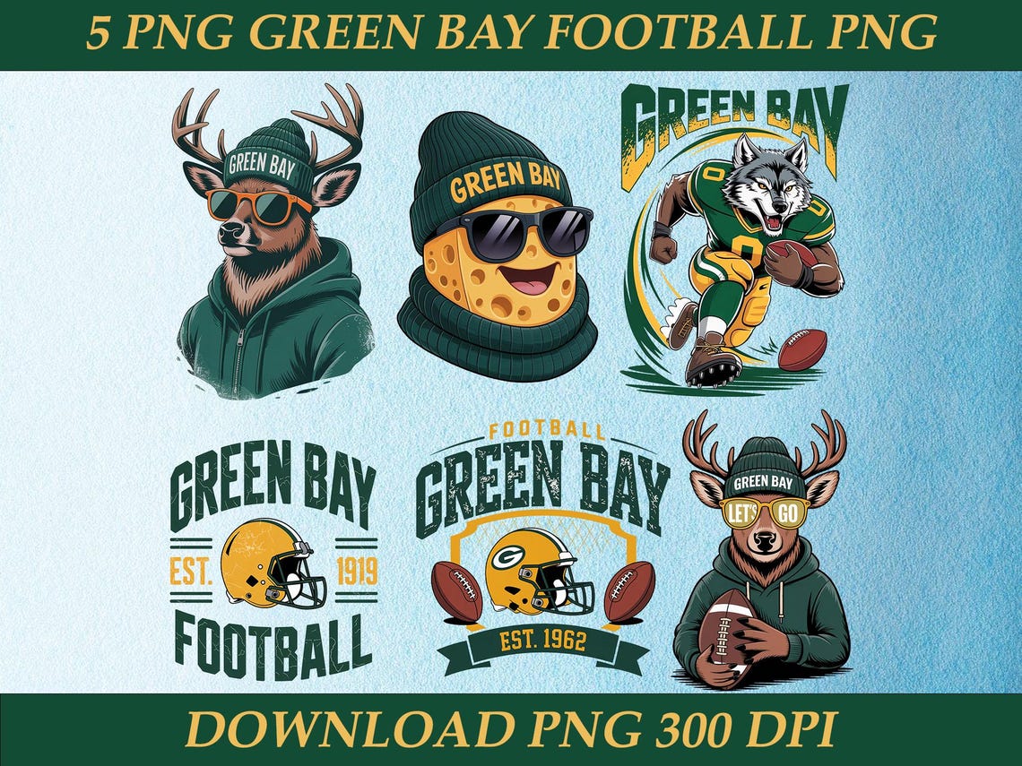 Green Bay Cheesehead Football PNG, football Mascot png, Green Bay Fan Printable, Cheesehead Football Decor, Green Bay Football - Image 2