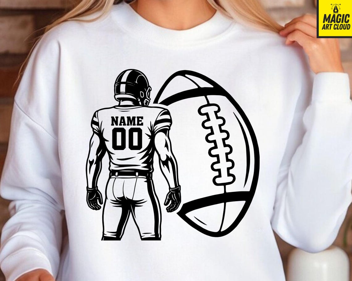 Custom Football player SVG Bundle,Football svg,Football player svg,Football mom svg,Football Name Svg,Football team svg,Two football players - Image 5