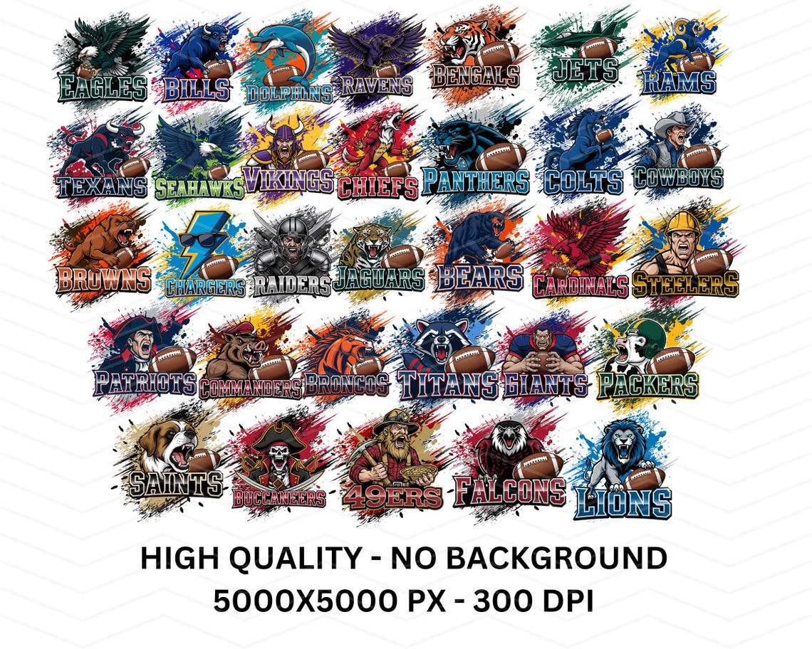 32 Football Mascot png Bundle, Football Team png, Mascot Png, Football PNG, Game Day Football Clipart, Football Animal, Football posters - Image 3