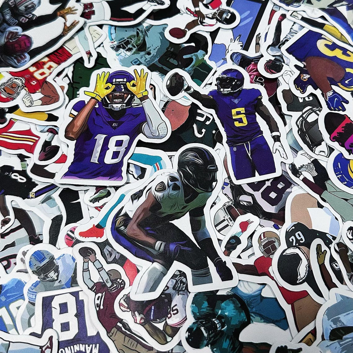 50pcs Football Stickers, NFL Player Stickers, Sports Athlete Stickers, Waterproof Stickers for Football Fans, Sports Lovers, Collectors - Image 4