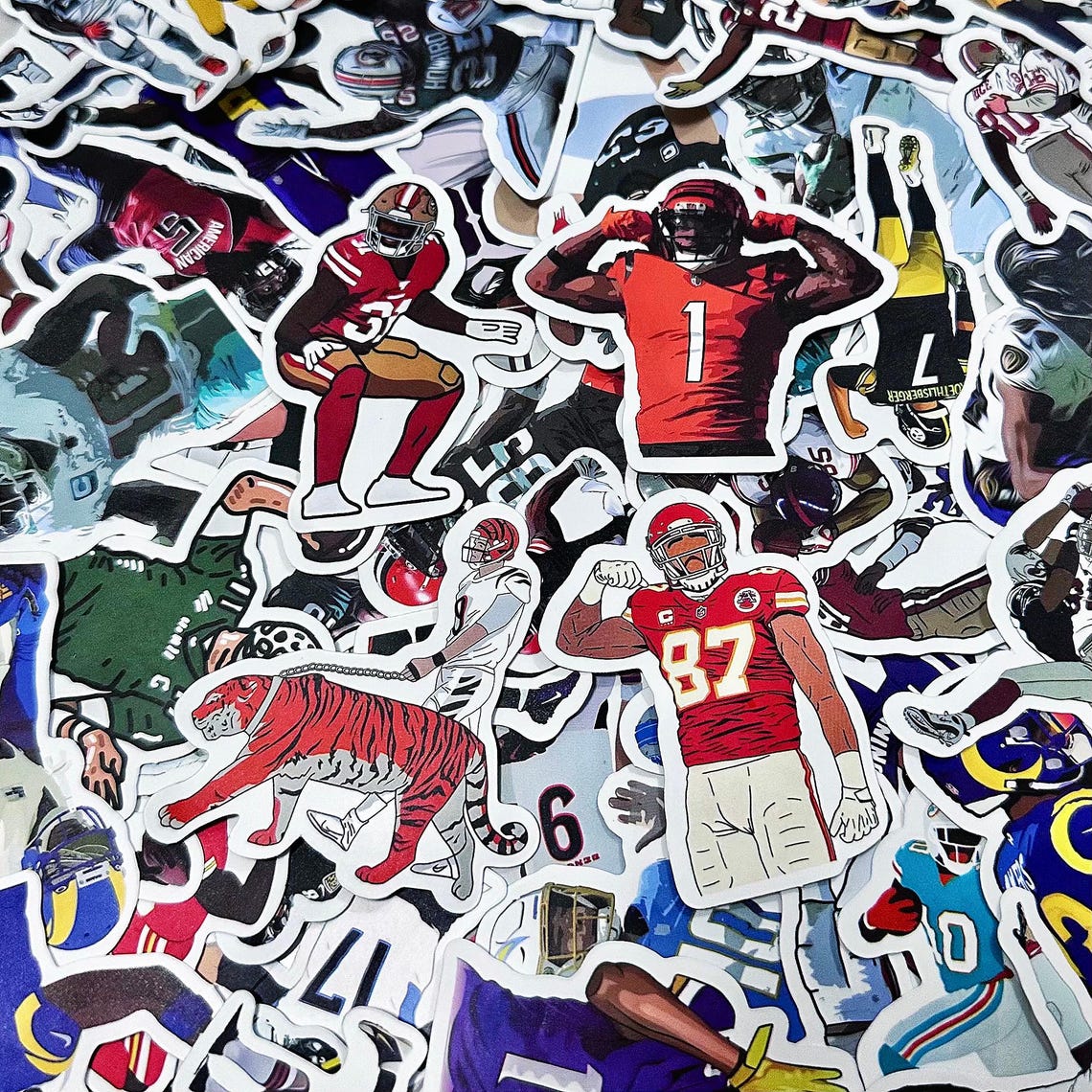 50pcs Football Stickers, NFL Player Stickers, Sports Athlete Stickers, Waterproof Stickers for Football Fans, Sports Lovers, Collectors - Image 2