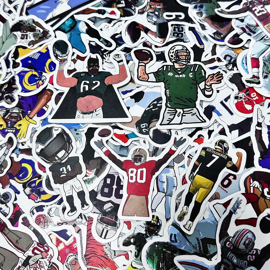50pcs Football Stickers, NFL Player Stickers, Sports Athlete Stickers, Waterproof Stickers for Football Fans, Sports Lovers, Collectors - Image 3