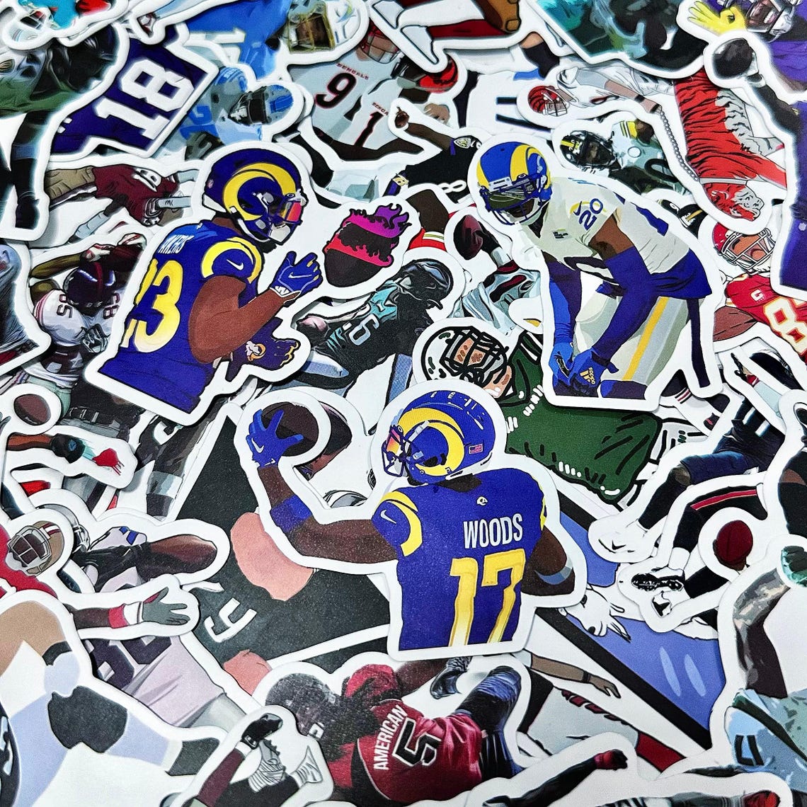 50pcs Football Stickers, NFL Player Stickers, Sports Athlete Stickers, Waterproof Stickers for Football Fans, Sports Lovers, Collectors - Image 6