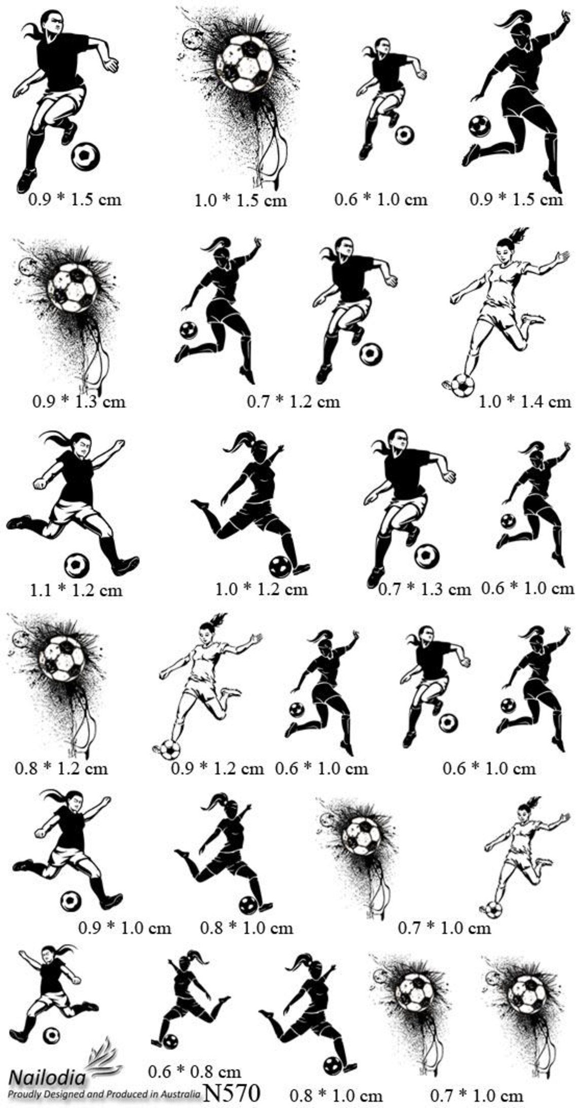 Women Football Soccer Nail Art Decal Sticker - Image 7