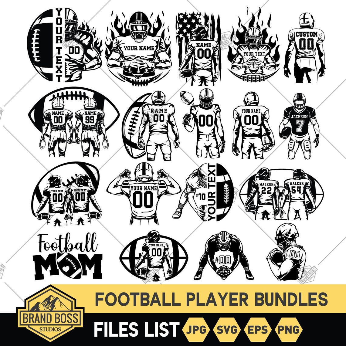 Custom Football player Svg | Football svg | Football player svg | Football mom svg | football team svg | two football players svg Png - Image 2