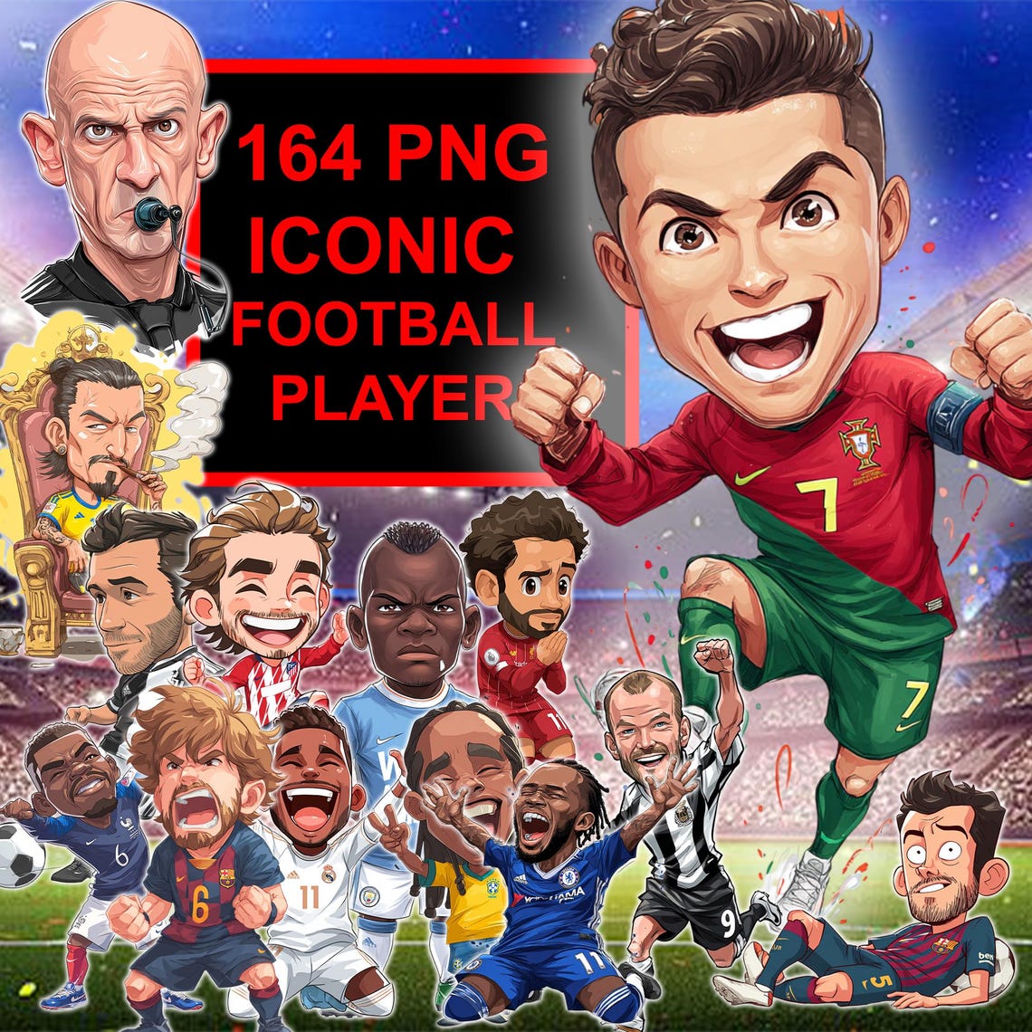 Chibi Soccer Icons – Popular Football Players Illustration - Image 2
