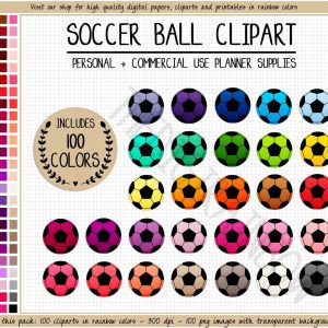 SALE 100 SOCCER BALL clipart rainbow soccer stickers sports printable stickers sports cliparts rainbow football practice bright sports icon