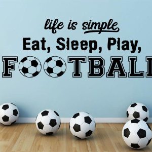 Wall Quote "Eat, Sleep, Play, Football" Sports Art, Sticker, Self Adhesive, Transfer