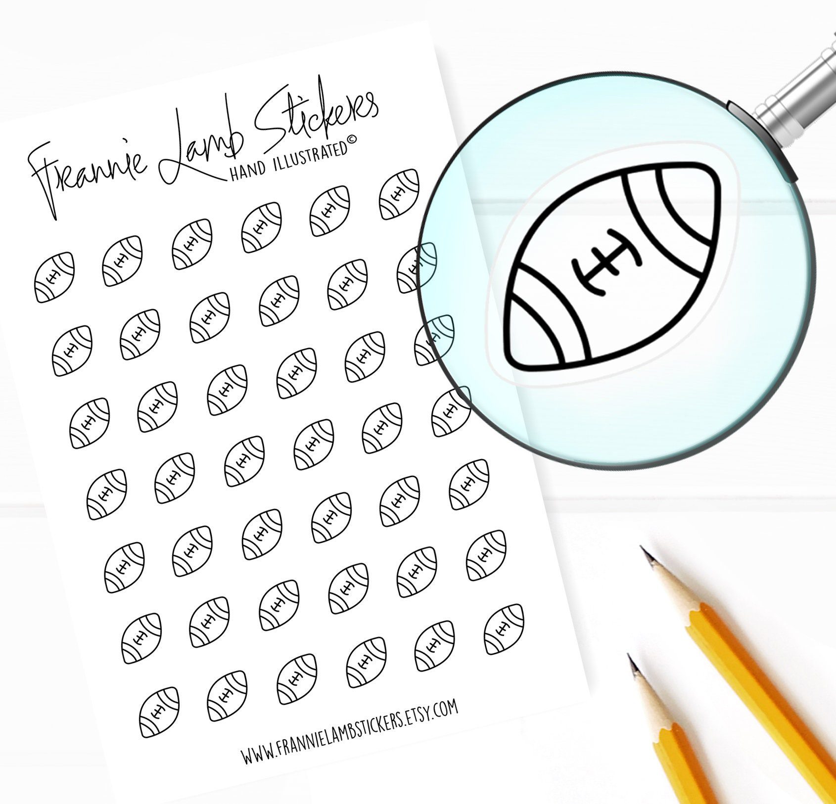 42 Clear Planner Stickers (1/2" each), Football Stickers, Sport and Fitness Stickers for Planners and Calendars and more