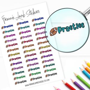 Football Practice Planner Stickers, Sports Stickers, 39 Labels for Planners, Calendars and More, Color and Paper Options Available