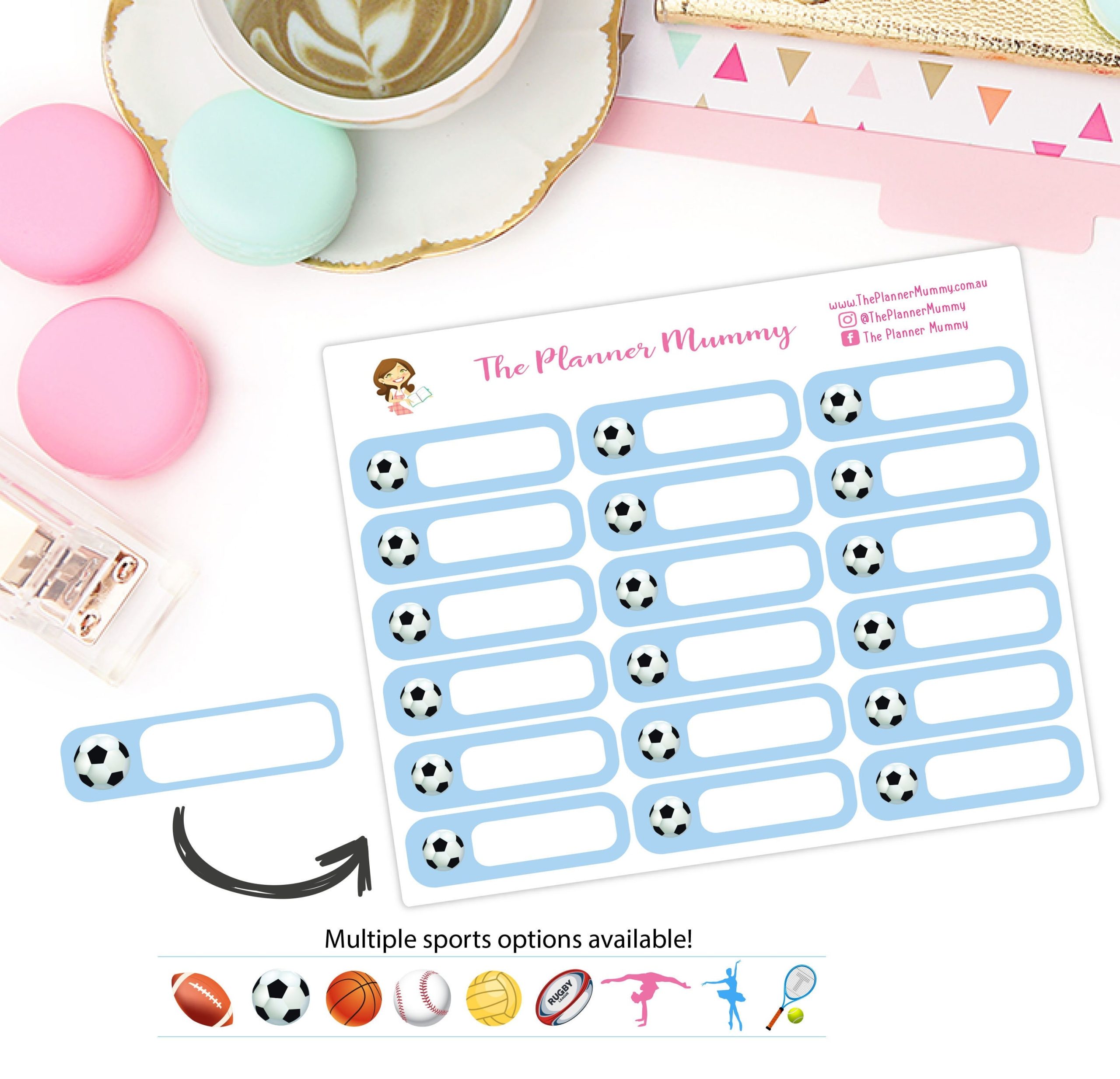 Soccer Training Game match Reminder Planner Diary Stickers Football Match School Sports Organised Mummy Kikki K