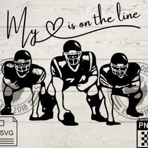 My heart is on the line! Football File! SVG, PNG, CNC, Laser, Vinyl Cutter, Silhouette, Cricut, Decal, Sticker, T-Shirt File!