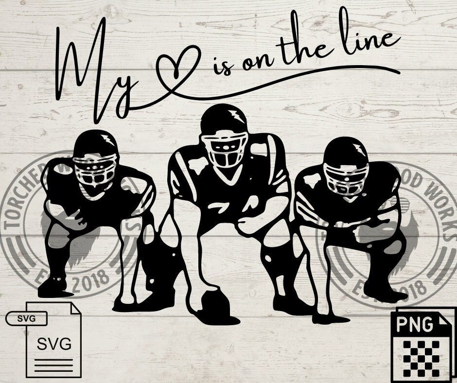 My heart is on the line! Football File! SVG, PNG, CNC, Laser, Vinyl Cutter, Silhouette, Cricut, Decal, Sticker, T-Shirt File!