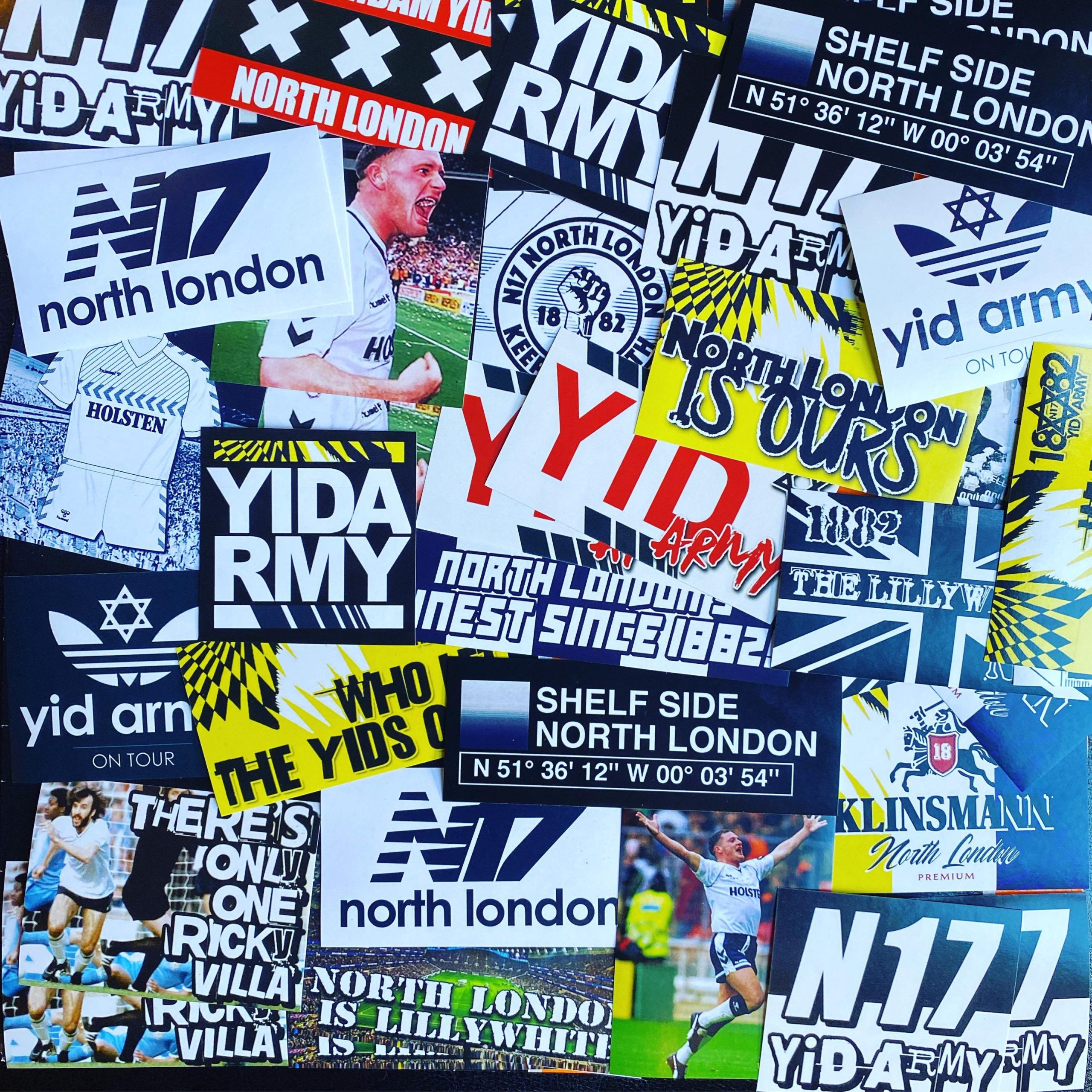 100 x Tottenham Stickers - Based on Spurs Poster Shirt Scarf Pin Badge Programme THFC Adidas White Hart Lane Flag Hotspurs Ultras Gift