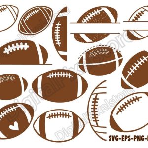Football SVG Bundle: Sports Silhouette, Monogram Frame (Digital Download)