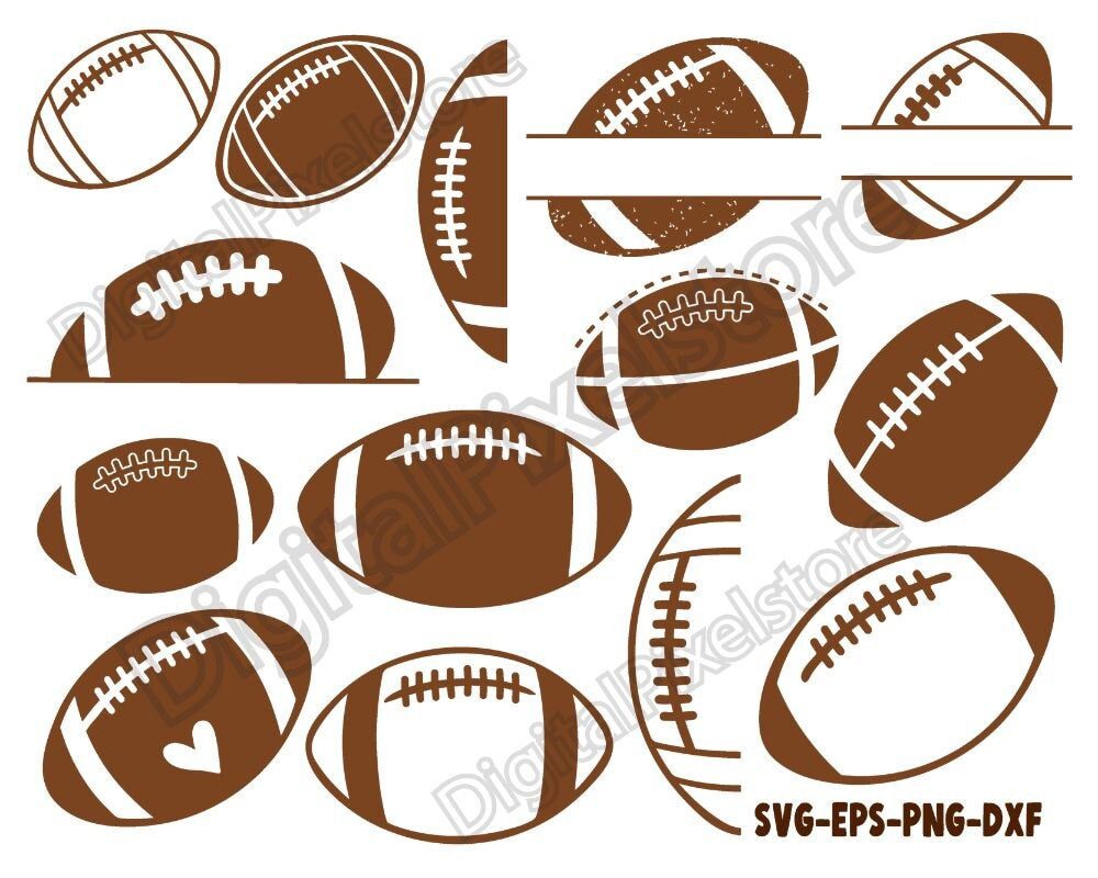 Football SVG Bundle: Sports Silhouette, Monogram Frame (Digital Download)