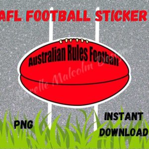 Printable Football Sticker, DIY, Australian Rules Football, AFL, Footy, Instant Download, PNG, Game Ball