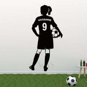 Custom Name Girl Soccer Player Wall Decal Personalized Kids Room Decor Art for Girls Vinyl, Custom Name Girl Soccer Player Wall Decals