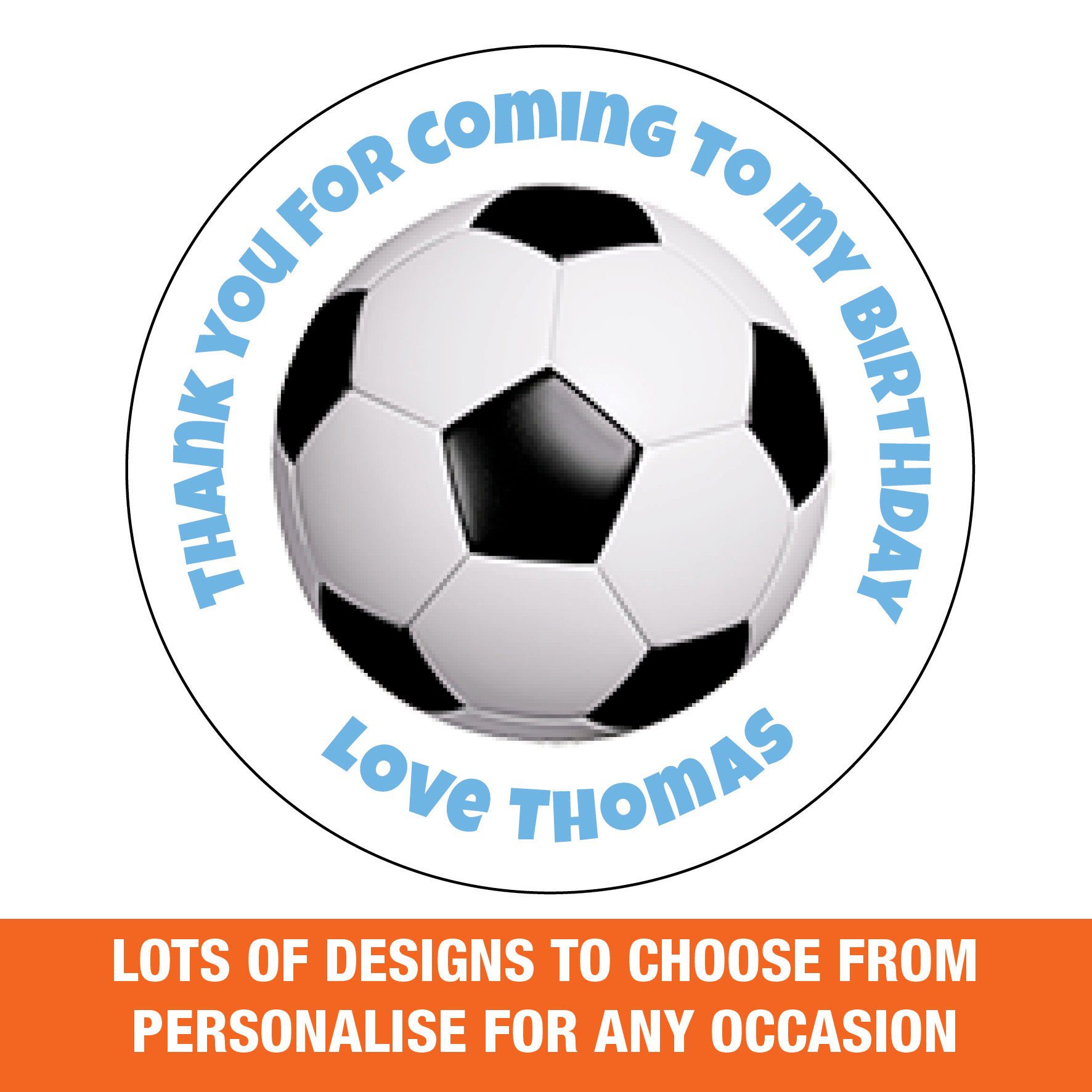 Personalized Football Birthday Party Stickers: Thank You Labels -654 -1