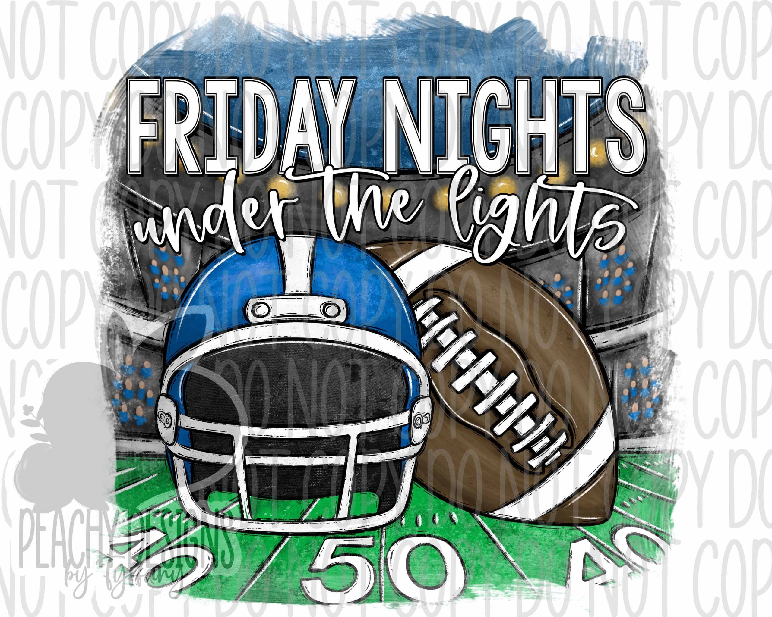 Friday Nights Under the Lights Football PNG , Hand-Drawn Design , High School Spirit , Digital Download