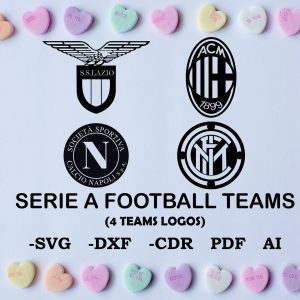 Serie A Football Teams (4 Logos) svg cut dxf file wall sticker pdf silhouette engraving template cnc cutting router digital vector download