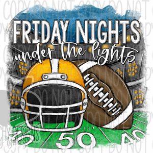 Friday Nights Under the Lights Football PNG | Hand-Drawn Design | High School Spirit | Digital Download